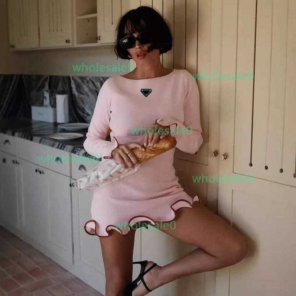 casual dress designer color wavy edge dress sexy tight fitting