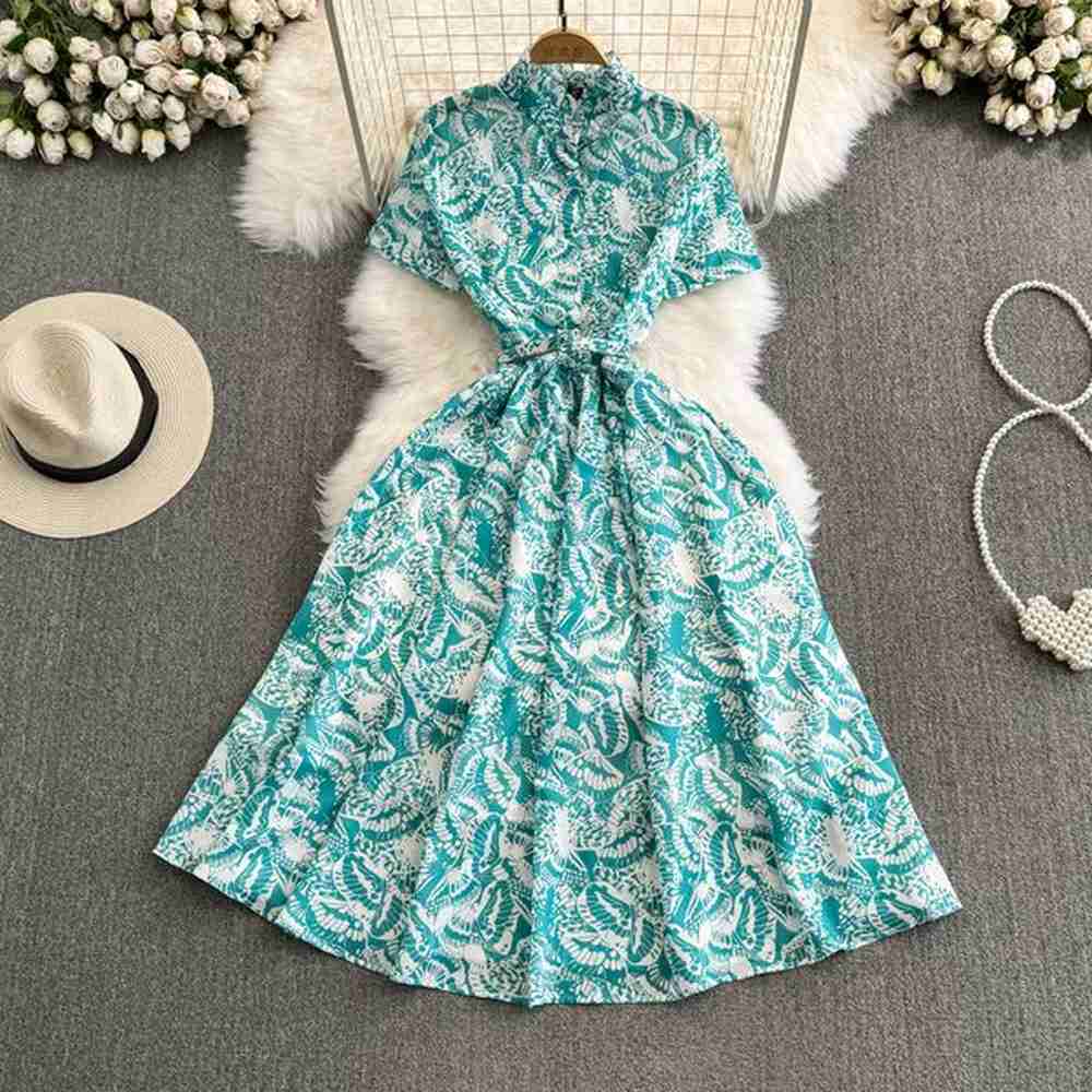 casual dresse runway designer summer short sleeve shirt dress womens