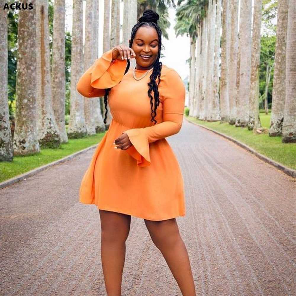 casual dresses ackus women mini dress solid flare sleeve stretchy