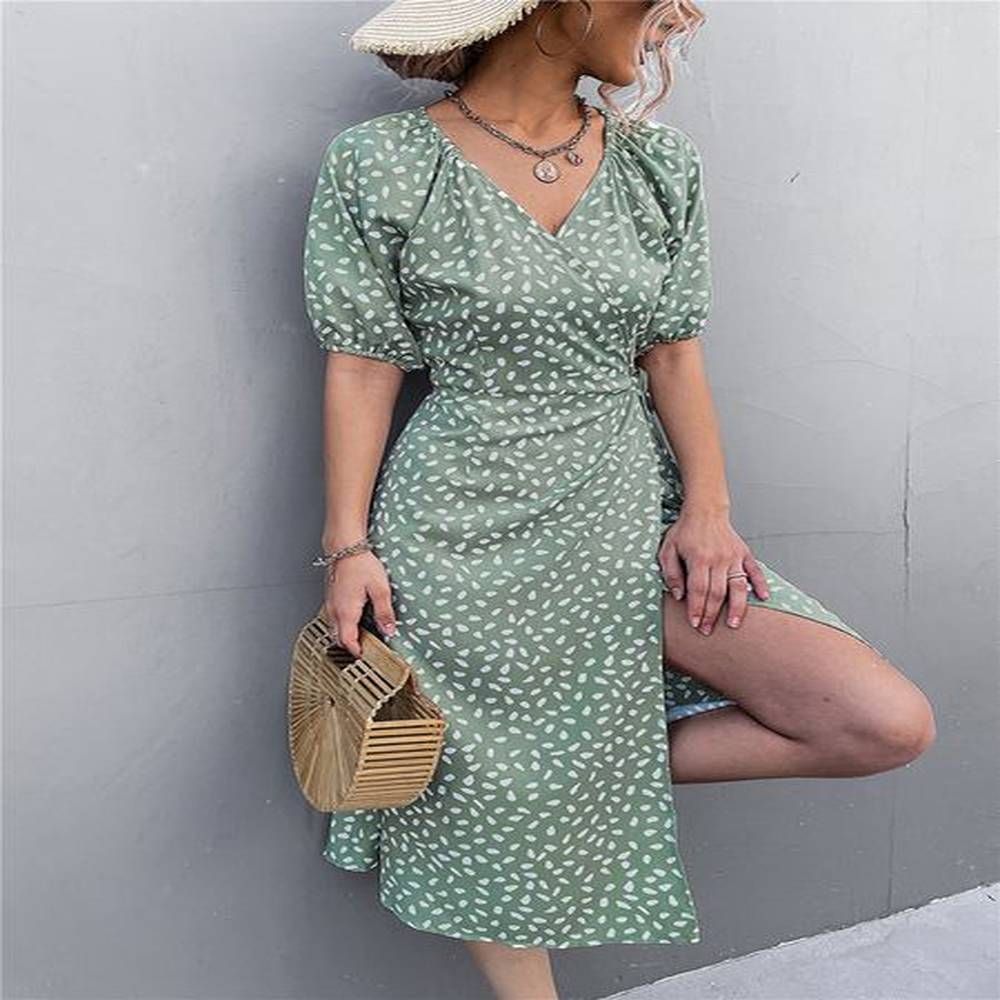 casual dresses casual women chiffon dress v neck side wrap