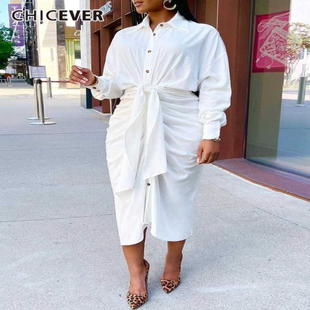 casual dresses chicever plain dress for women lapel long sleeve