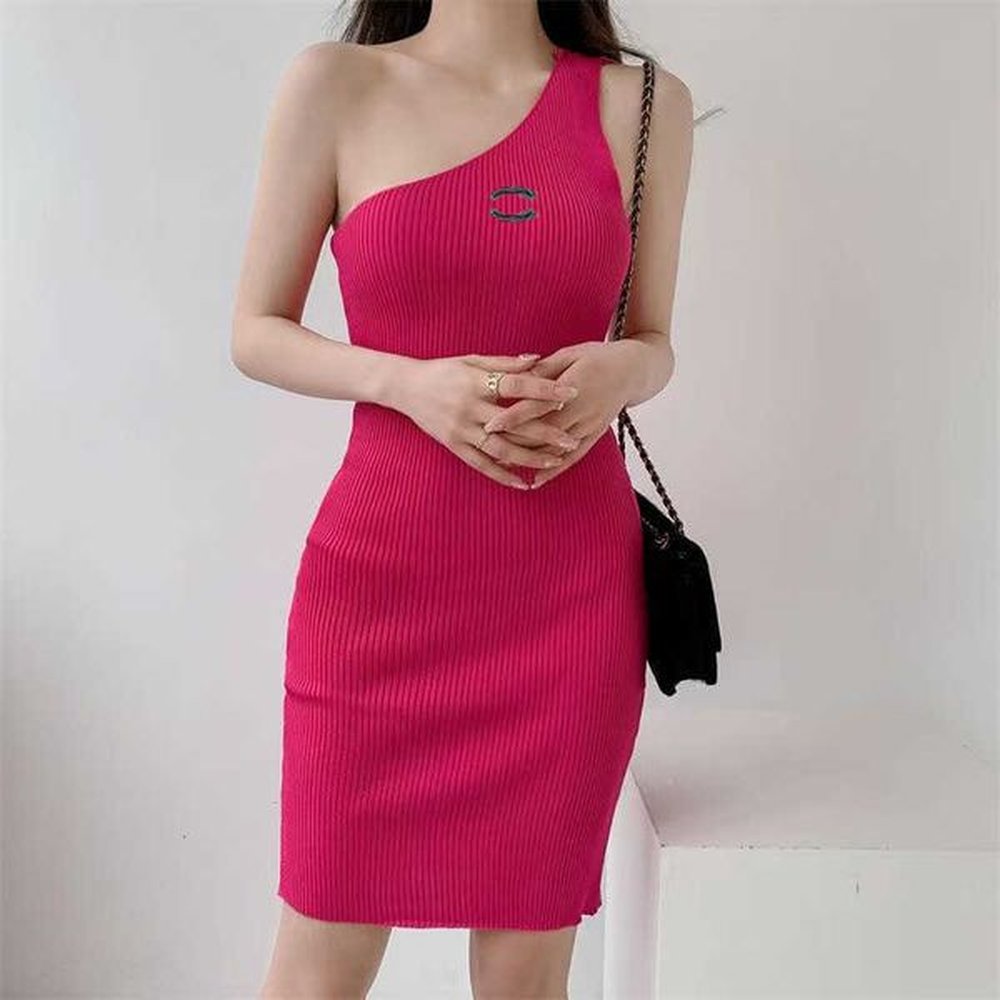 casual dresses designer oblique shoulder dress summer new style waist