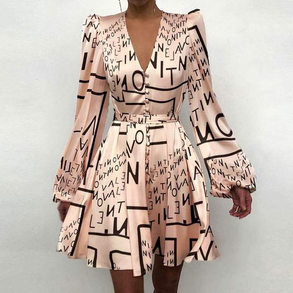 casual dresses elegant lantern sleeve aline mini dress office lady