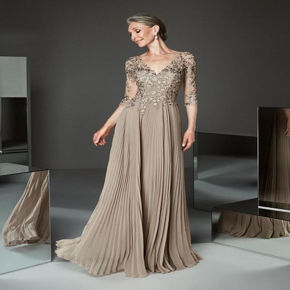 casual dresses elegant mother of the bride champagne lace gold