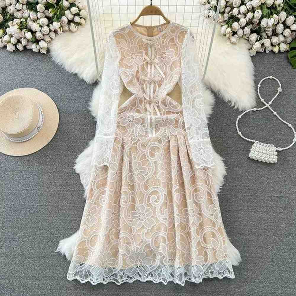 casual dresses fashion runway summer holiday women lace dress bow
