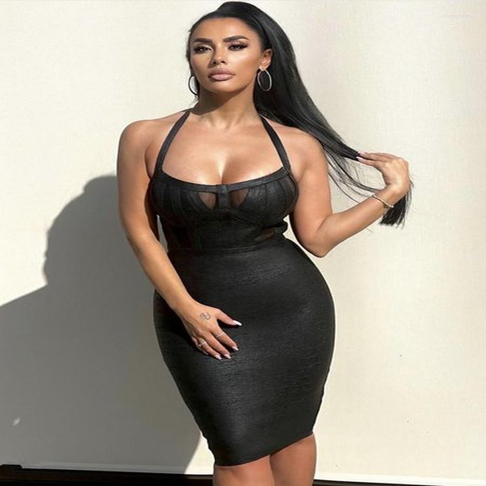 casual dresses kors summer women halter backless black mesh bronzing