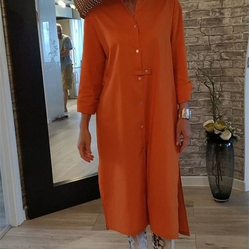casual dresses kumsvag summer women shirts dress solid linen vneck