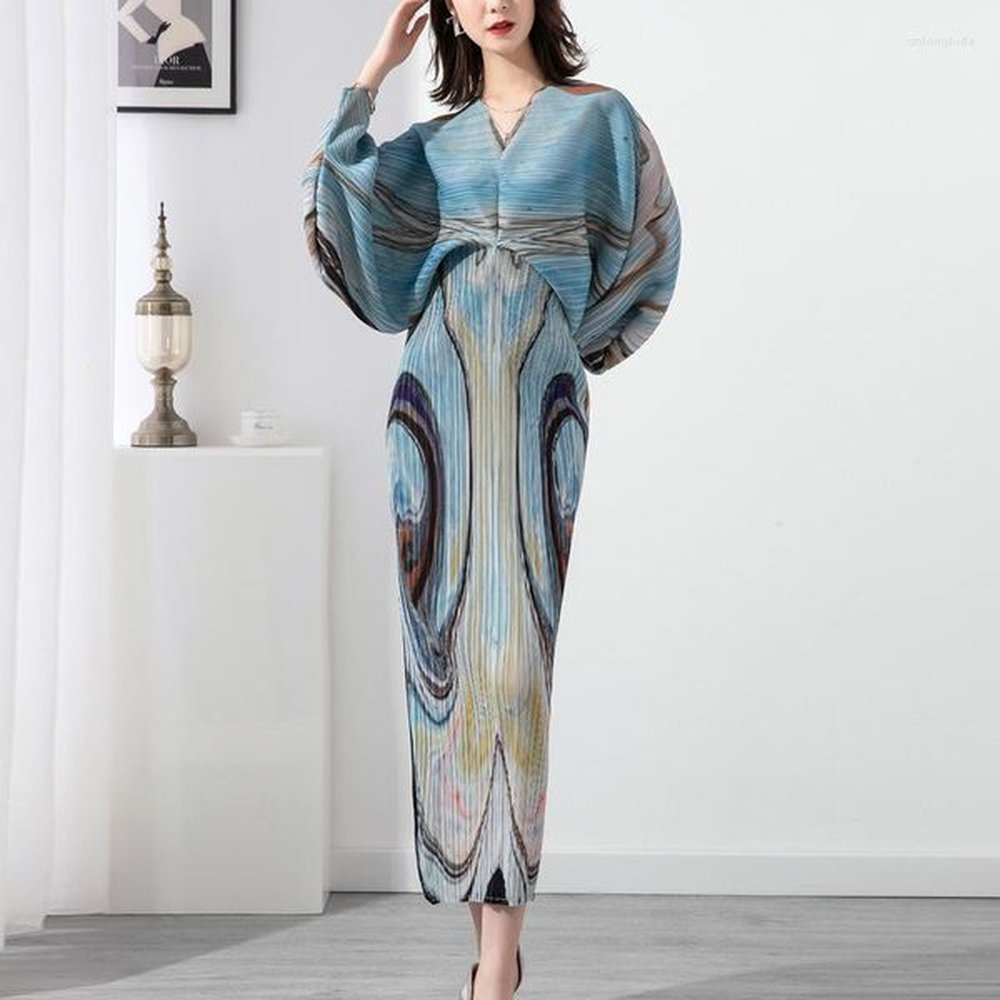 casual dresses miyake pleated large size dress women spring and