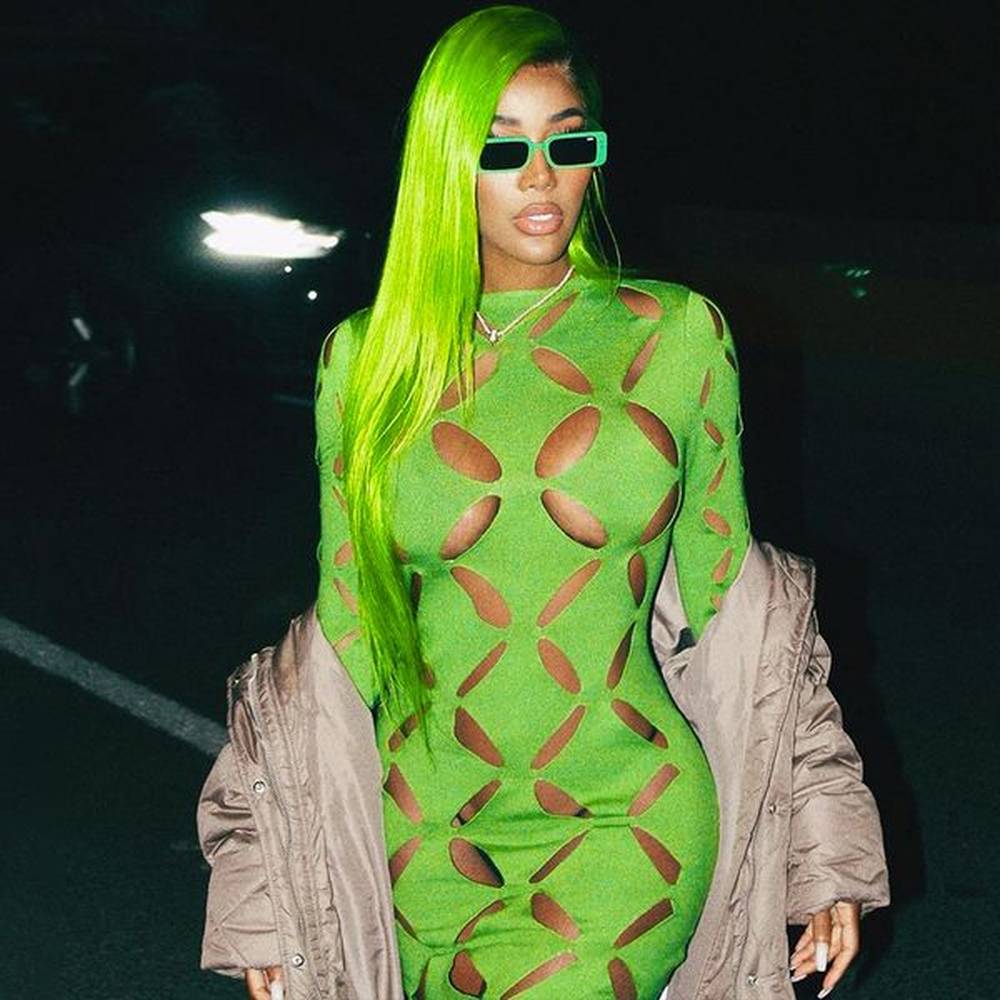 casual dresses personality hollow out long sleeve round neck bag