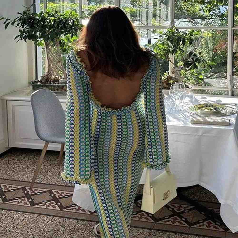 casual dresses sexy backless womens flare sleeves long dress fashion
