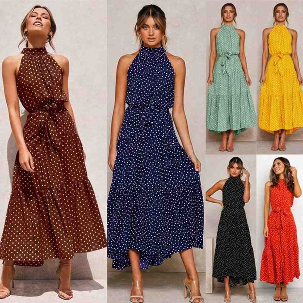 casual dresses summer long dress polka dot casual dresses black