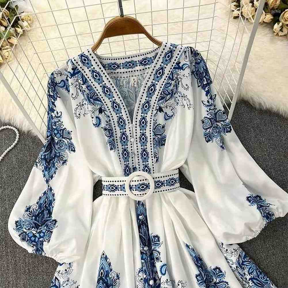 casual dresses women bohemian dress spring summer print long