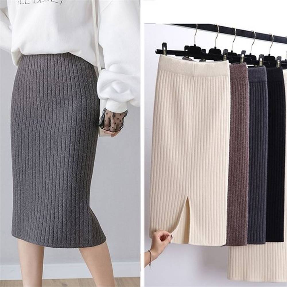 casual dresses women office skirt spring autumn sexy warm knitted