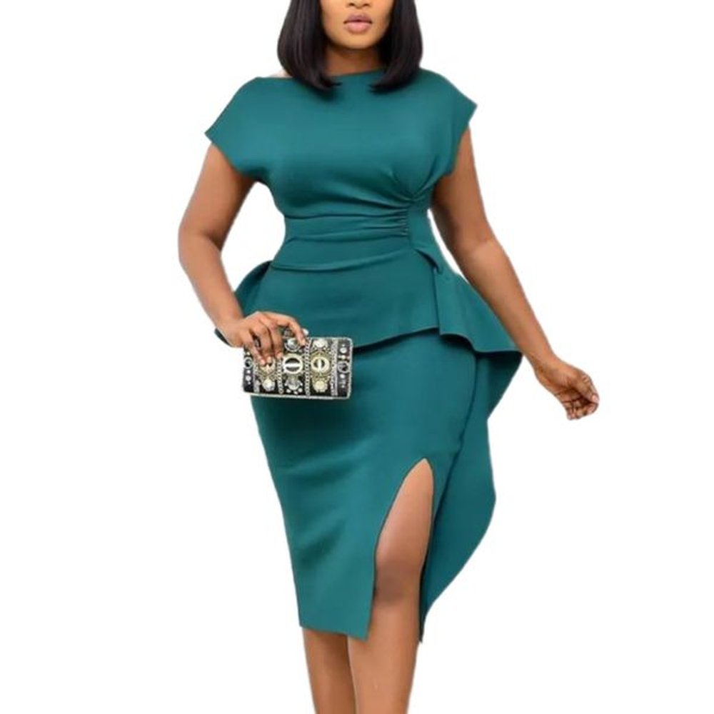 casual dresses women white bodycon dress elegant peplum short sleeve