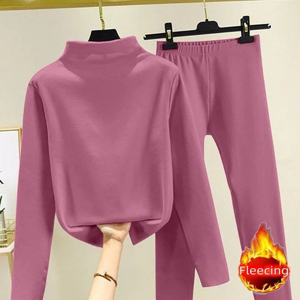casual elegant autumn winter womens set hight neck fleeceing long