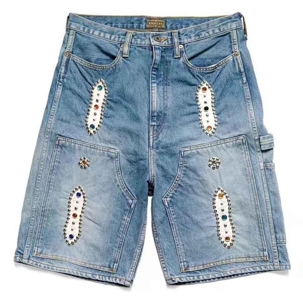 Casual Fashion Blue Embroidery Shorts Men Women High Quality Pants