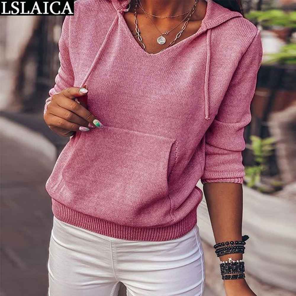 casual hoodies sweatshirt women long sleeve pocket drawstring female tops