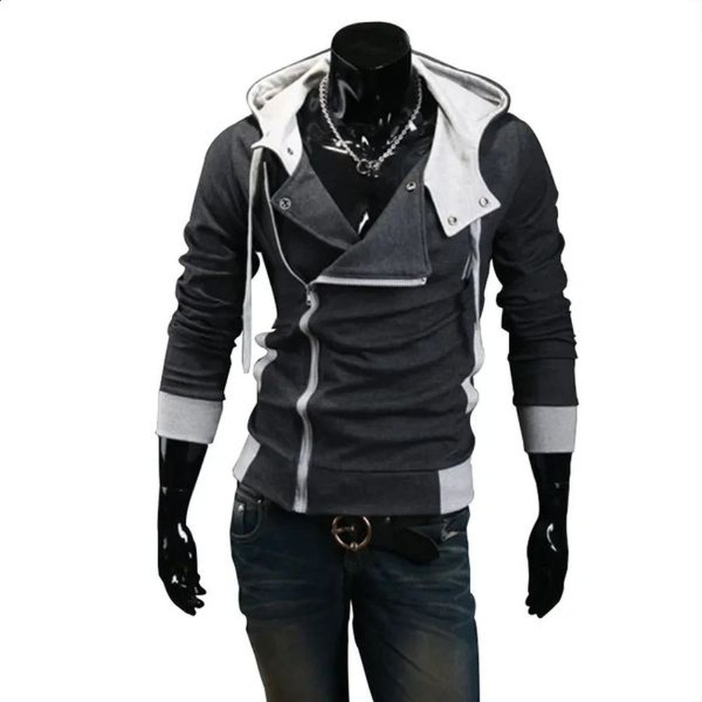Casual mens hooded sweatshirt ultrathin zipper streetwear cardigan black jacket 240815