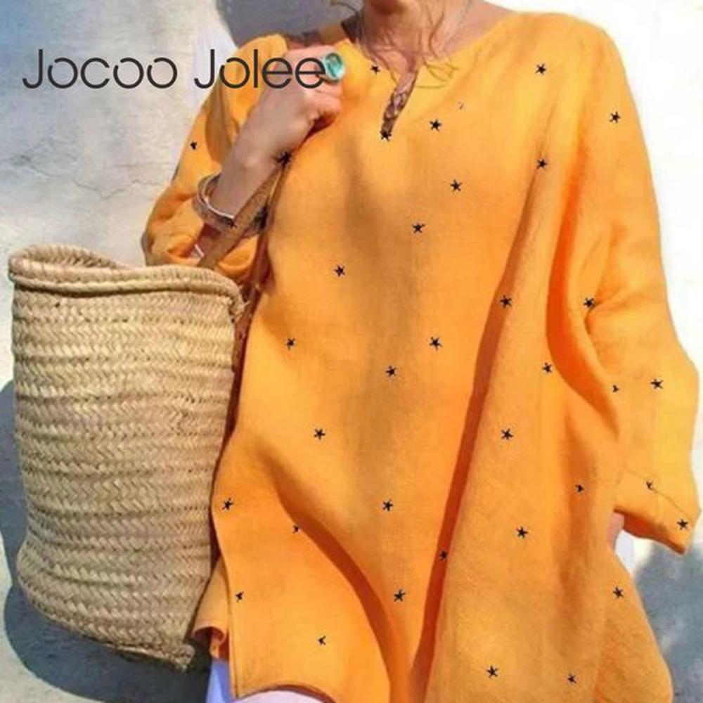 casual oversized shirt long sleeve v neck stars print loose