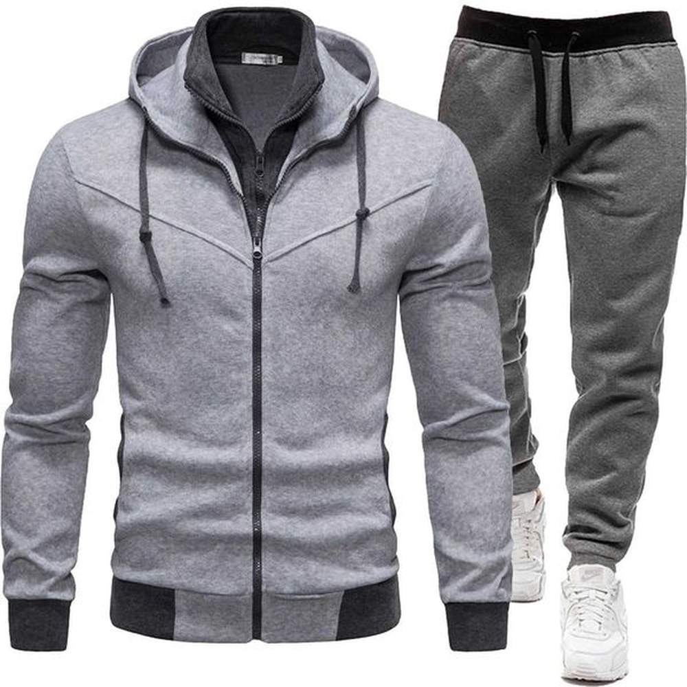 Causal Tracksuit Mens Hooded Bomber Jacket Outfit Male Zipper Hoodie + Pants 2pcs Jogging Sports Suit 2024 Sports Two Piece SetXJ241122