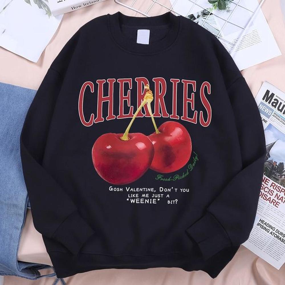 Cherries Fashionable Fruits Print Hoodie Mens Harajuku ONeck Sportswear Loose Clothing Street Fashion Fleece Clothe 241011
