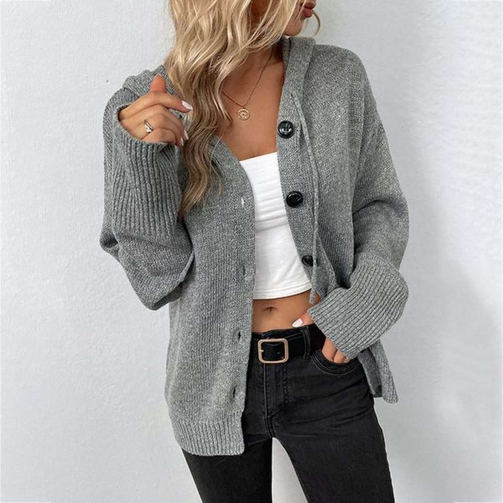 chic and warm new womens hooded cardigan jackets in solid