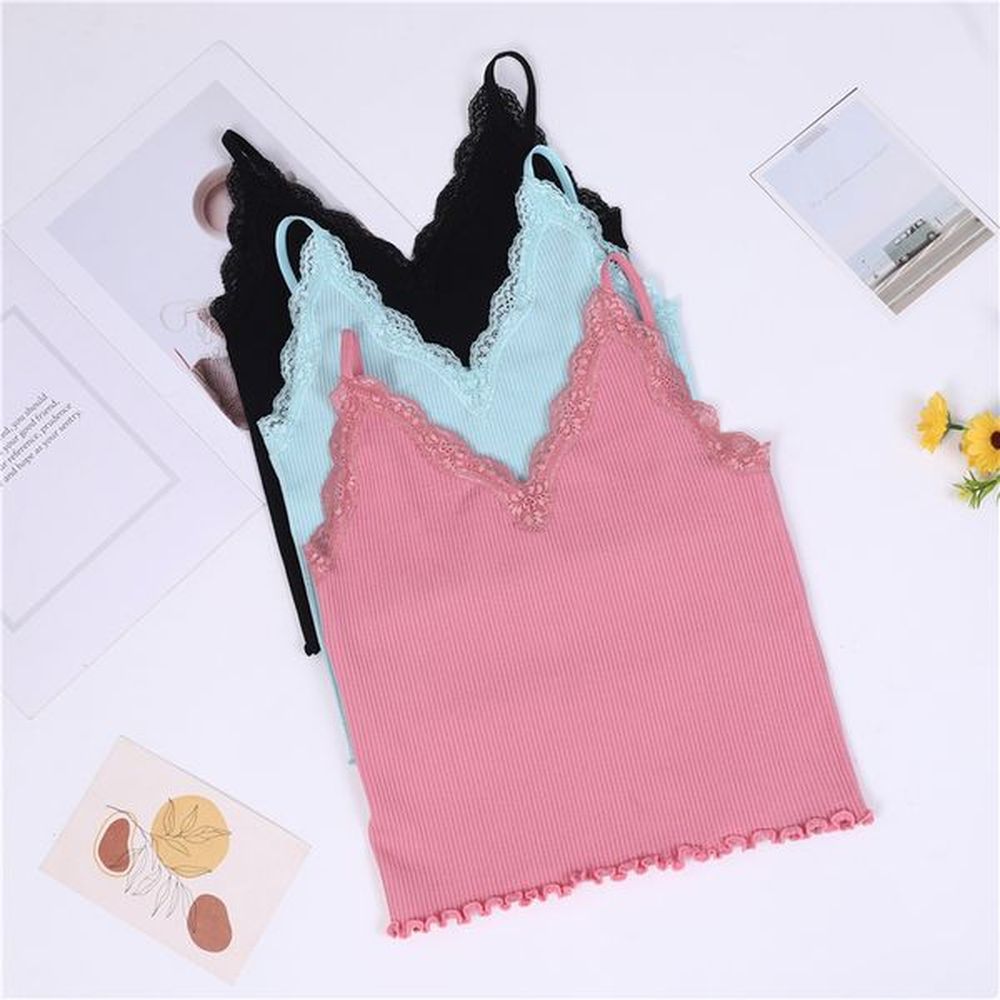 chic sleeveless lace cami top womens vneck body shaping