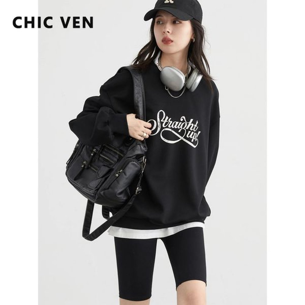 chic ven women sweatshirts loose new street round neck letter
