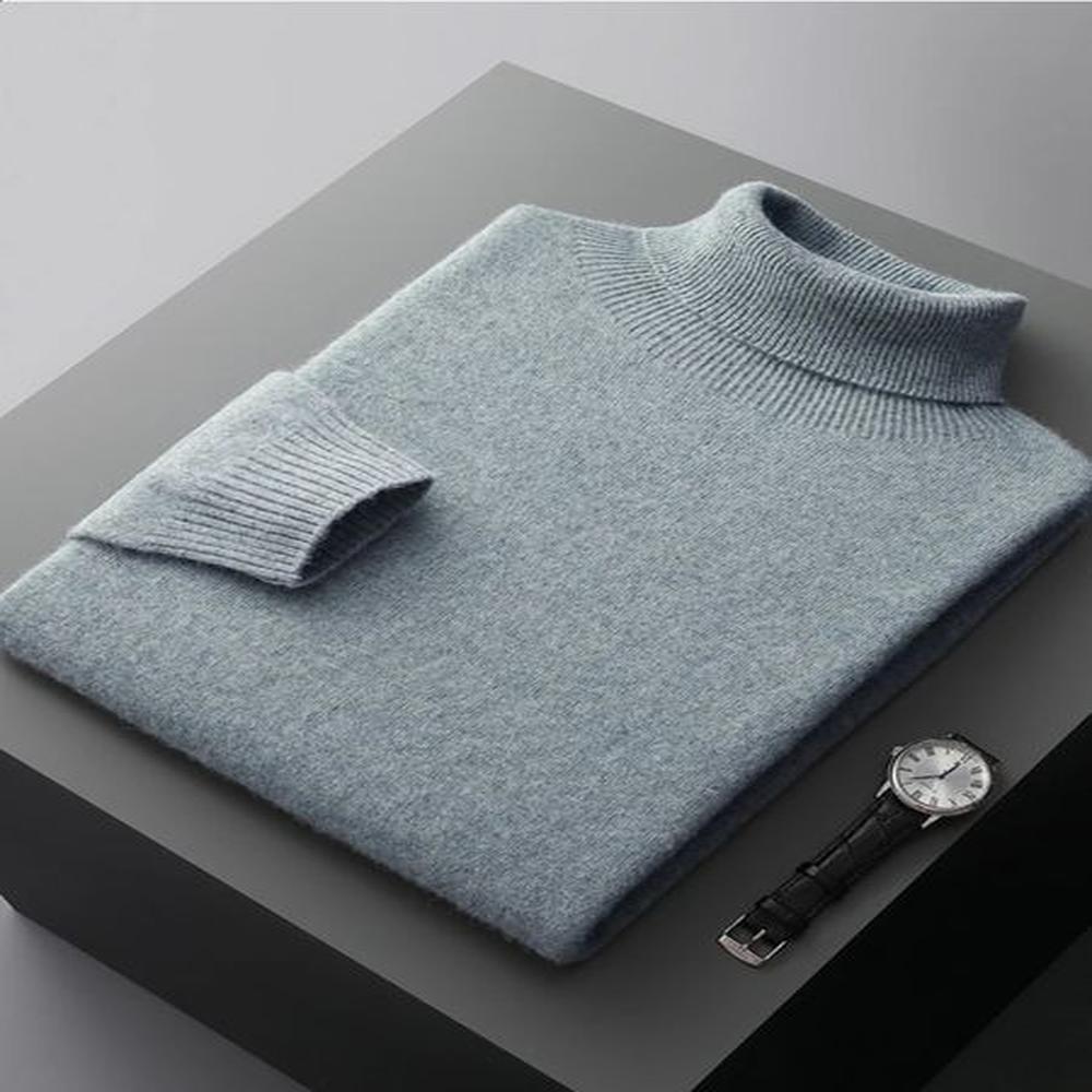 CHICOU Autumn Mens Turtle Collar Wool Pullover Bottom Cashmere Sweater 100% Merino Wool Knitted Soft Warm Top 241210