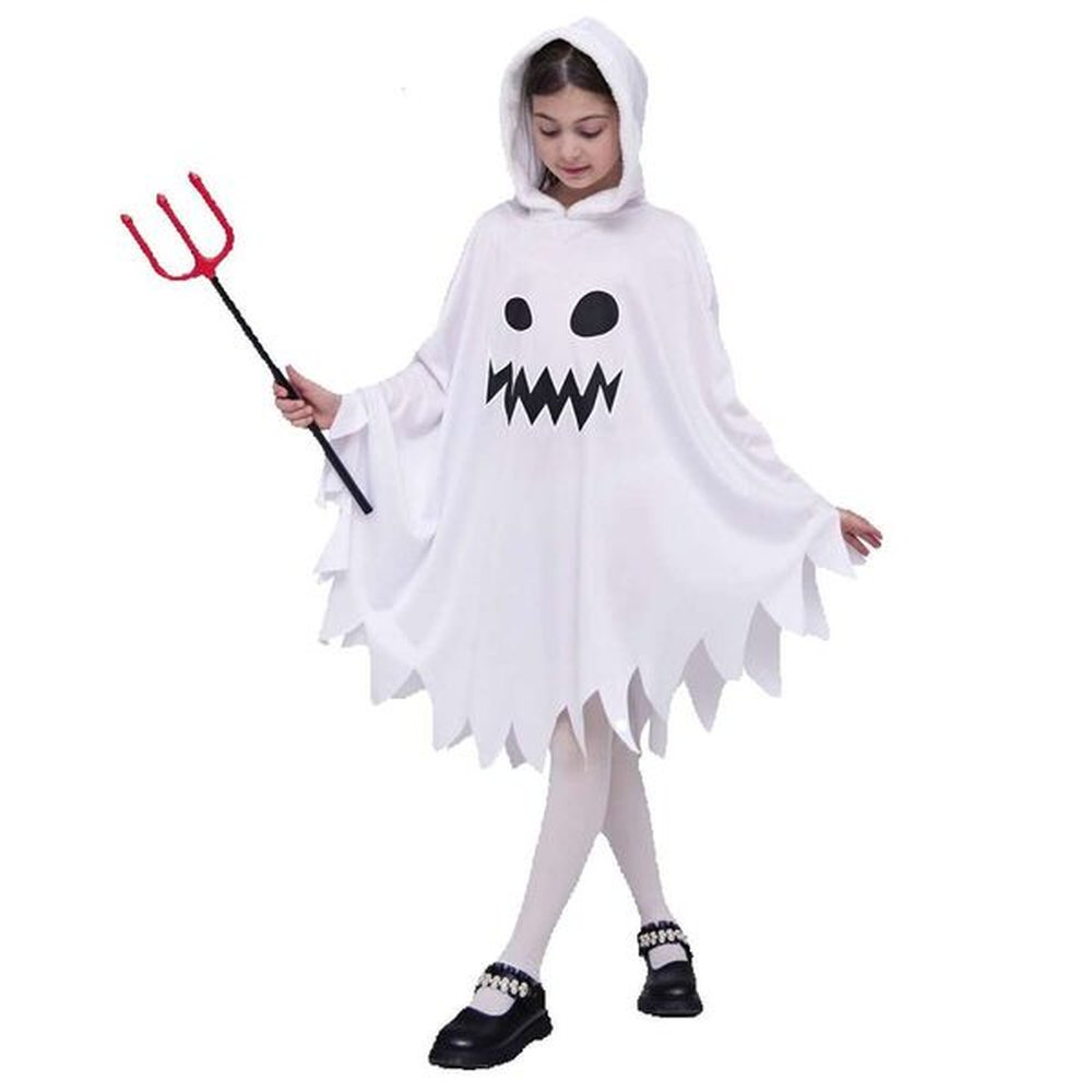 childrens halloween white glowing face cloak party ghost festival performance