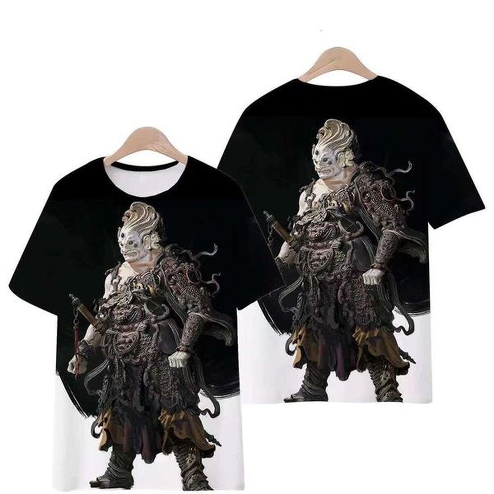 China-Chic 3D color printing pattern black myth Wukong Qitian Great Sage men womens t-shirts casual and versatile surrounding animation top