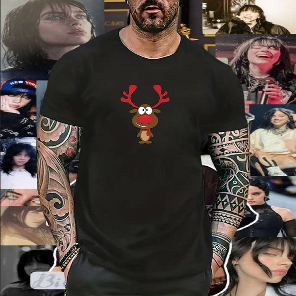 2024 Christmas Men Tees 230g Pure Cotton Man T Shirts Anime Anime Printing Street Breathable Short Sleeve Popular Clothes