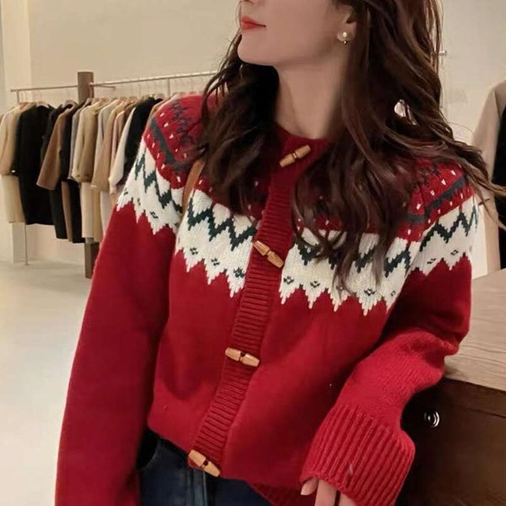 christmas new year color blocking jacket for women korean style