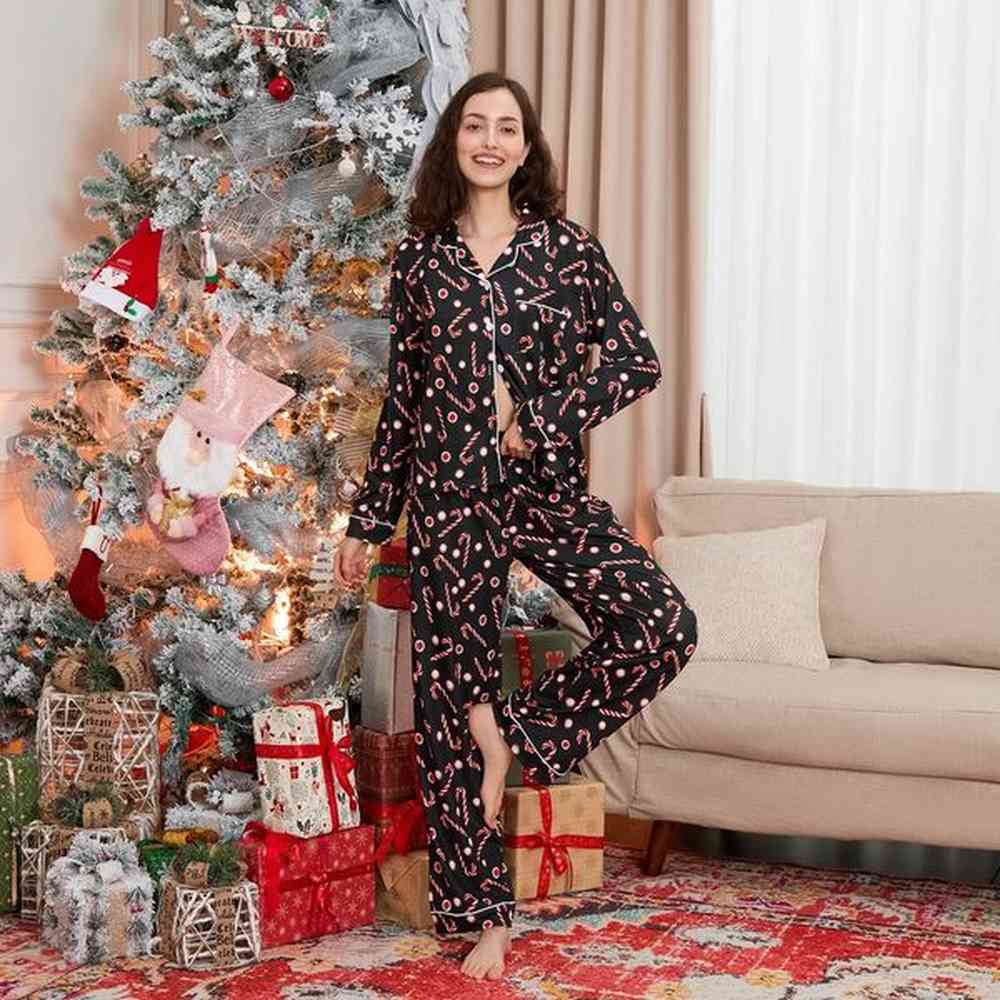 christmas womens piece pajama set long sleeve tassel flapper
