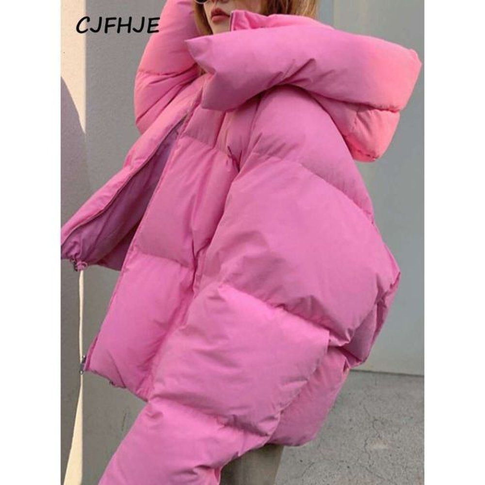 cjfhje new fluffy hooded bread down women winter korean thick