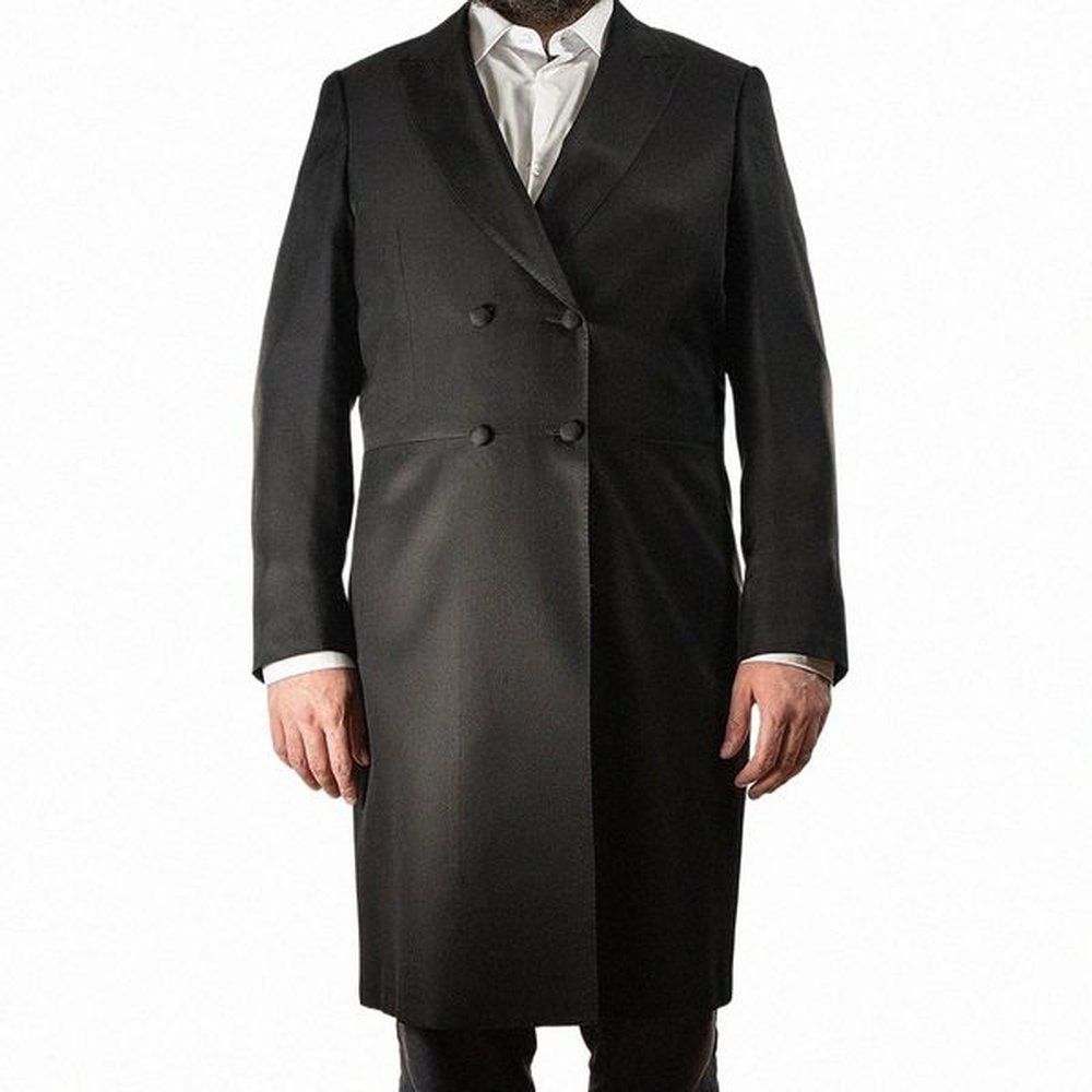 classic Black Solid Men Suits Elegant Peak Lapel Double Breasted Lg Blazer Set Fi Smart Casual Wedding Tailcoat 2 Piece 10NE#
