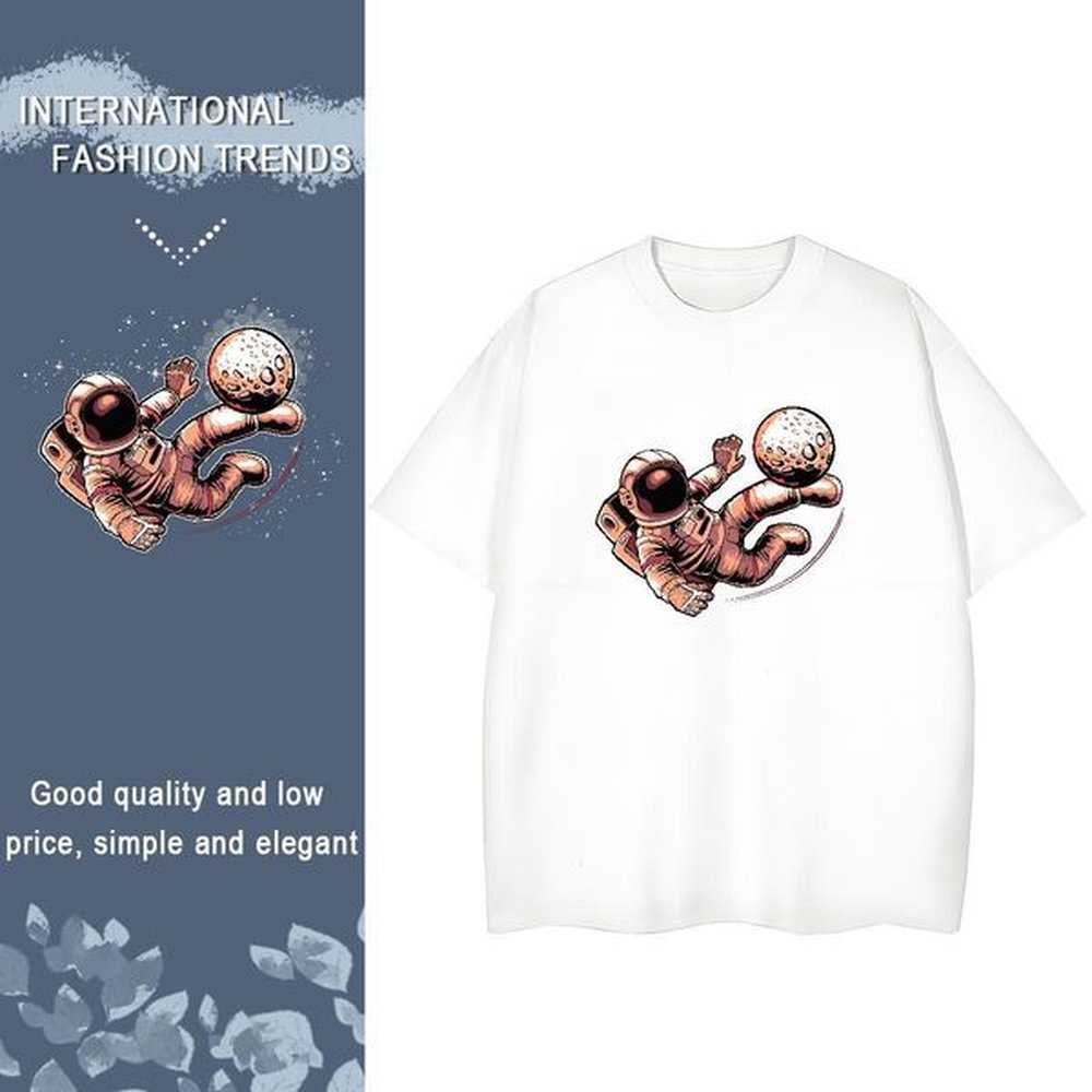 Classic Casual cosmonaut Tshirt for Man Woman 230g Cotton T Shirt For Man DIY Summer Casual Breathable Short Sleeve TOP Quality Top Tees