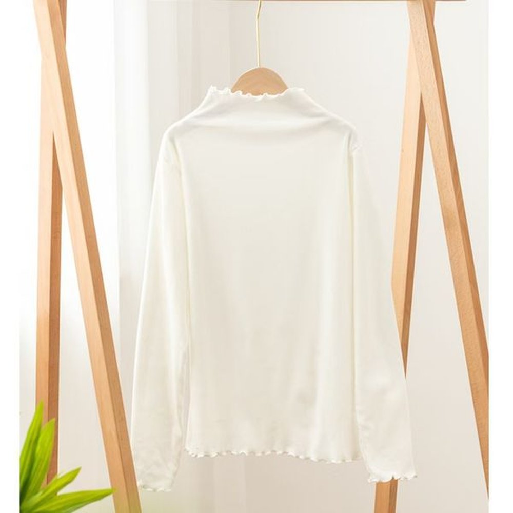 Classic hoodie women long sleeved pure cotton base shirt winter warm round neck top women thick shirt dgrrt