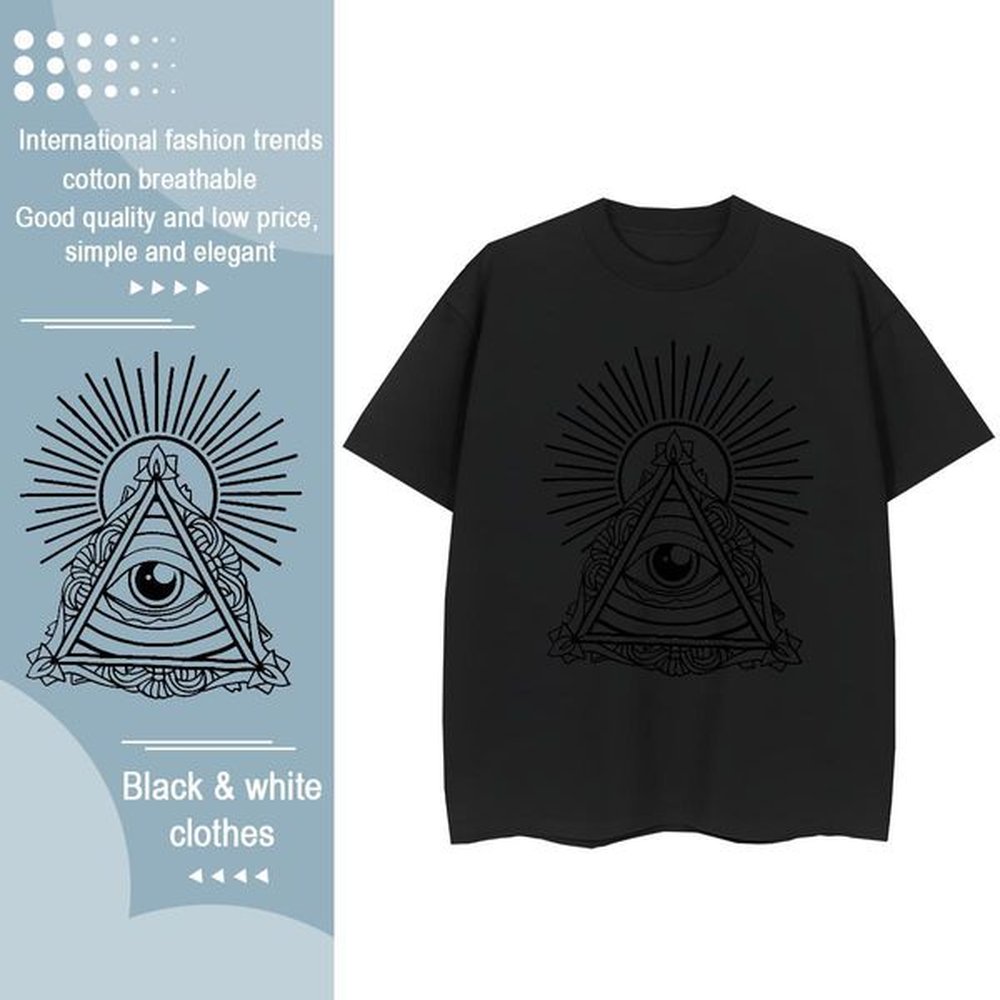 Classic Mens T Shirts 230g Cotton eye of the devil Casual Asian Size Breathable Short Sleeve Mens Tshirts 2024 Summer Tees