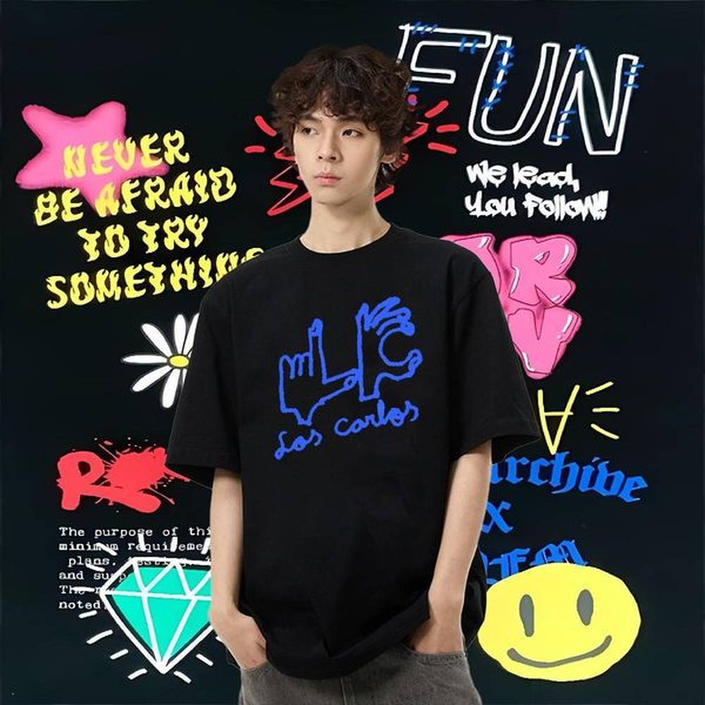 Classic T-Shirts for Men hang Tees Shirts 230g 100% Cotton High Street Hip Hop Wholesale Custom Printed Breathable Crew Neck Tshirts