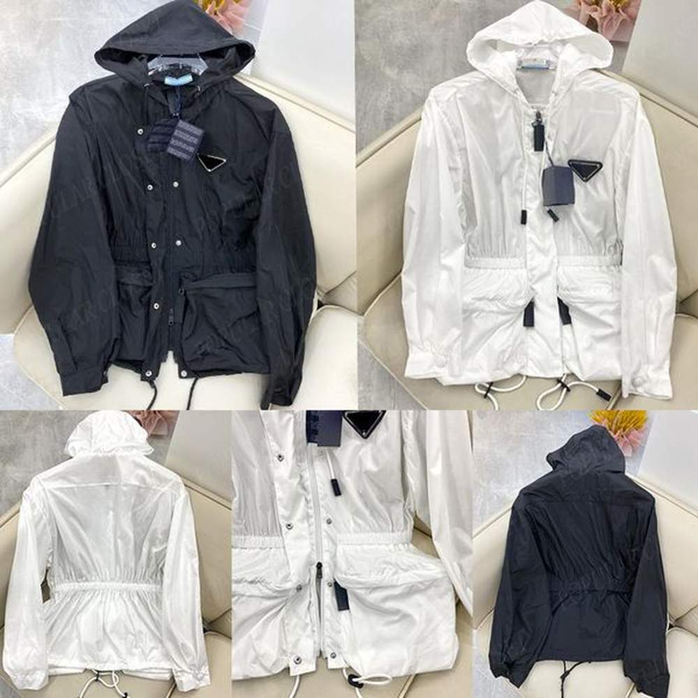 classic womens letter outwear coats waist drawstring thin jacket sunscreen