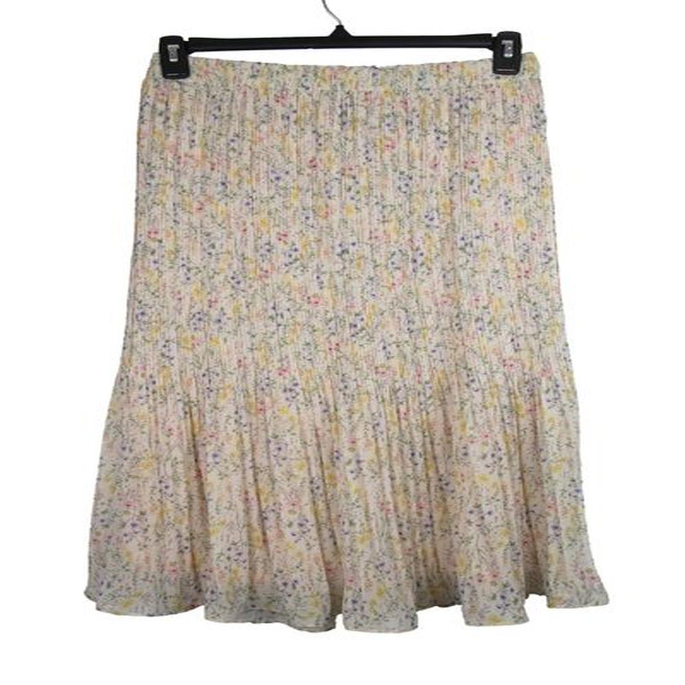 classy ladies flowered ivory color pleat skirt