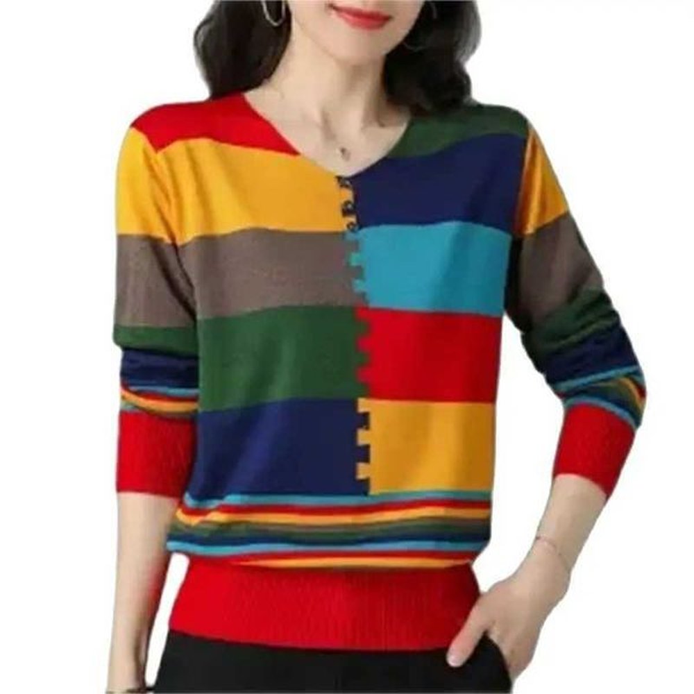 clearance pick up leaks foreign trade women longslved colorblocking thin