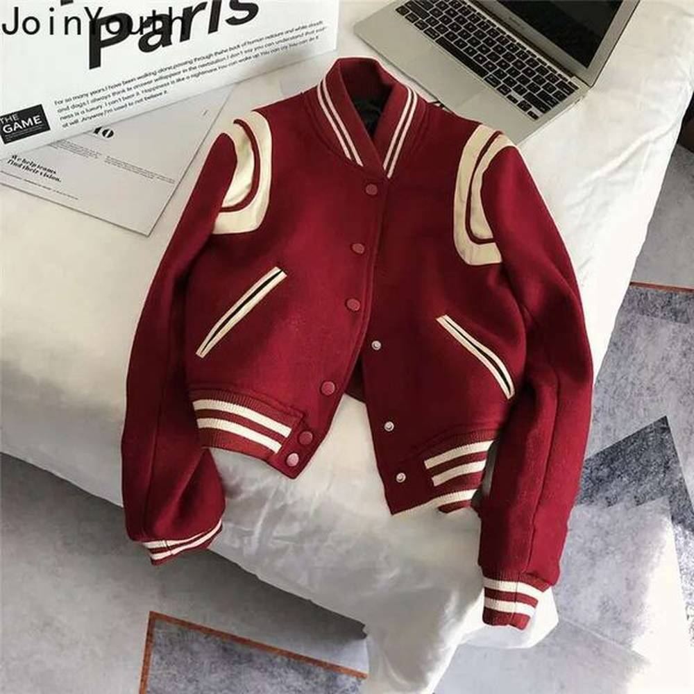 clothing womens fashion jackets woman thicked casual red baseball