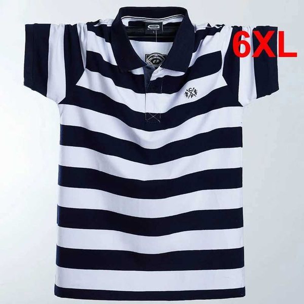 Color contrast striped shirt shirt mens large size 6XL short sleeved shirt shirt cotton summer breathable striped top Plus size 6XL X241228