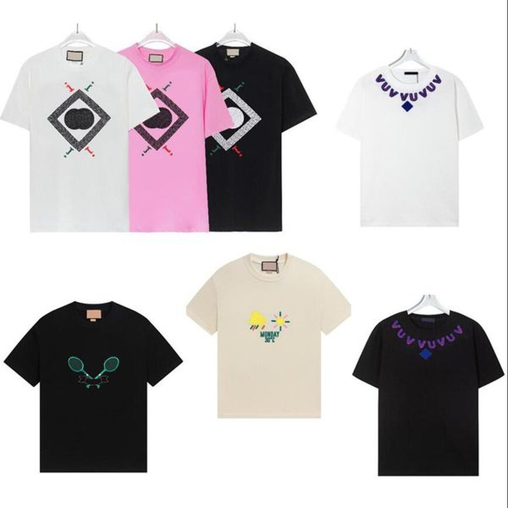 Colorful Letters Embroidery T Shirt Mens Women Designer T Shirt Man Clothing Street Designer Tees Clothes Tshirts High Quality 10A