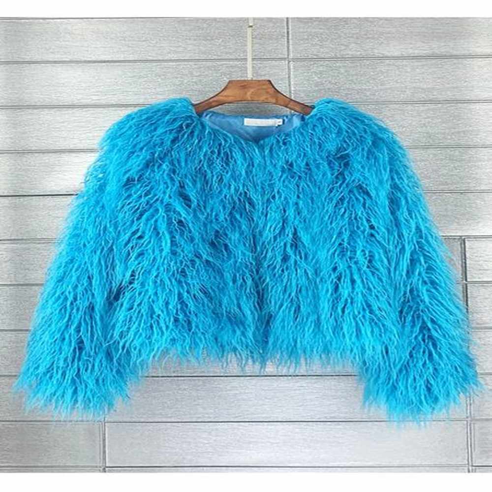 colorful women coats autumn winter fashion pink faux fur coat