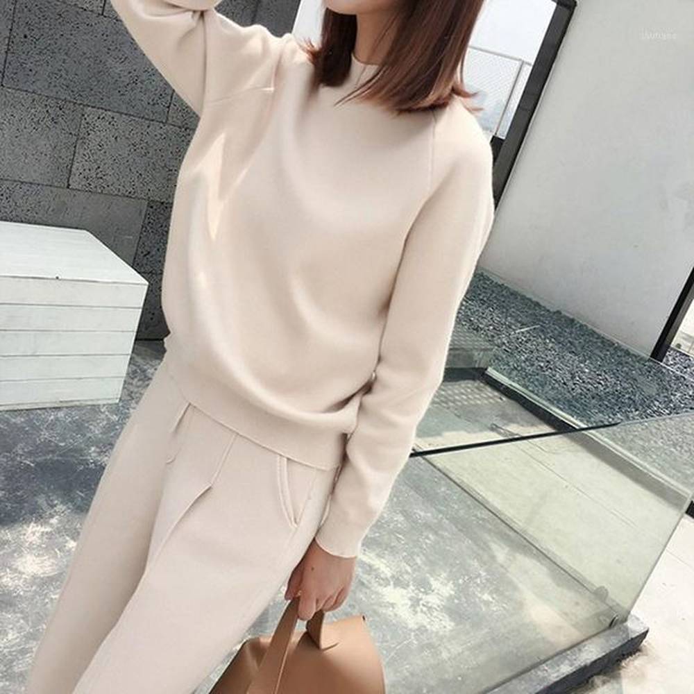 colors autumn winter knitted tracksuit women clothing piece