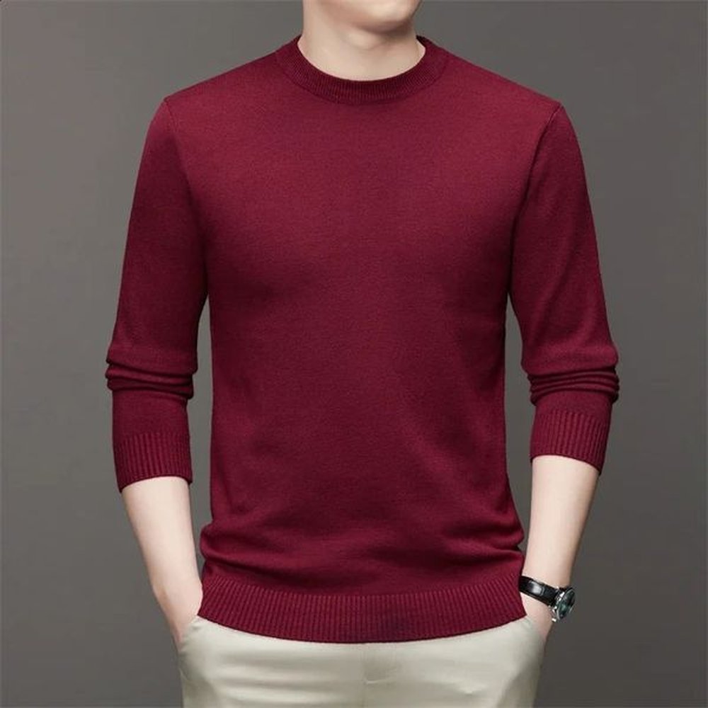 7 Colour Mens Round Neck Long Sleeved Solid Color Sweater Soft Warm and Comfortable Top with a Base 241224
