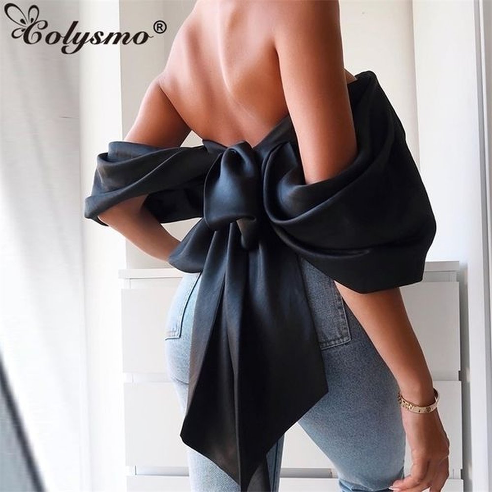 colysmo black crop top women summer satin tops white sexy